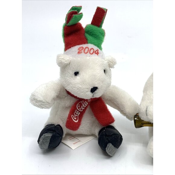 3 2004 Coca-Cola McDonalds Mini Plush Polar Bears 3-4" Christmas Ear Muffs Vtg - Picture 2 of 12